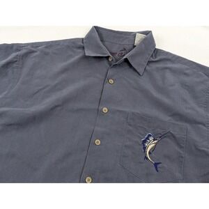 Bamboo Cay Shirt Mens Large LG Blue Embroidered Marlin Sailfish Fishing